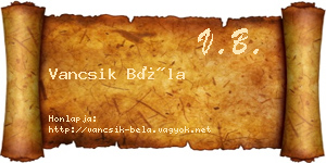 Vancsik Béla névjegykártya